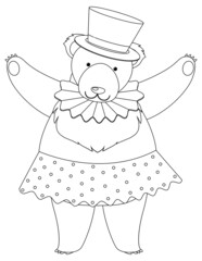 Bear doodle outline for colouring