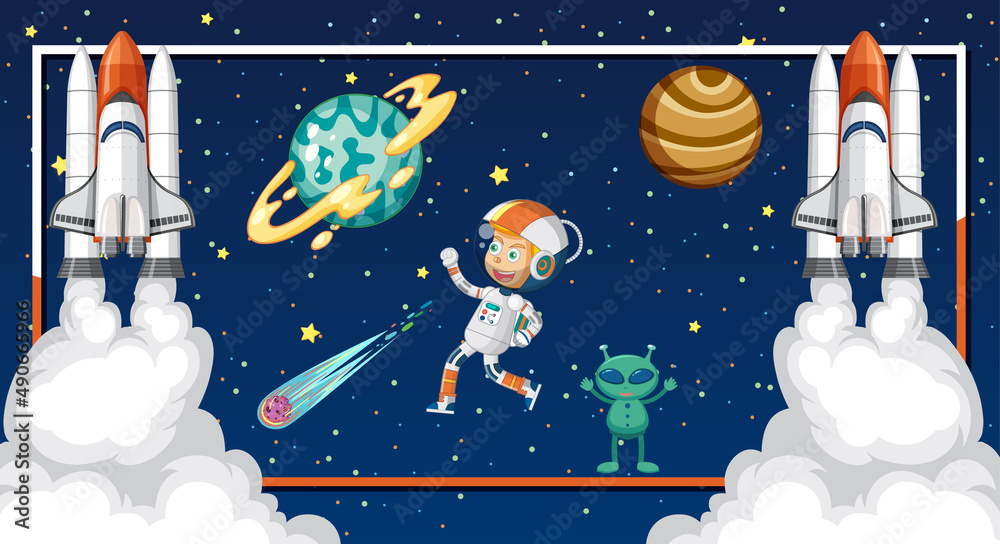 Wall mural space element template in space background