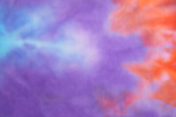 Blurred abstract tie dye multicolor fabric cloth pattern texture for background or groovy wedding card, sale flyer, 60s, 70s poster, kid tie-dye diy backdrop. Modern Watercolor Wet Brush Fabrics Art