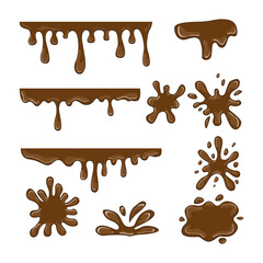 Set of Chocolate splat vector illustration in a cartoon flat style