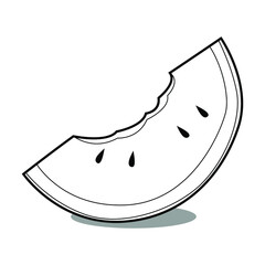 Watermelon line art vector illustration suitable for children's coloring books, posters, brochures about fruits and vegetables