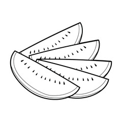 Watermelon line art vector illustration suitable for children's coloring books, posters, brochures about fruits and vegetables