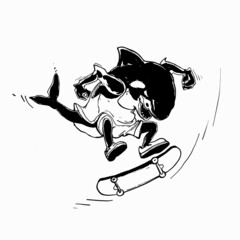 Skater whale killer jumping on the skateboard