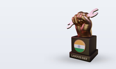 3d labour day India flag rendering right view