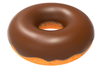 chocolate coated donut. 3D illustrations