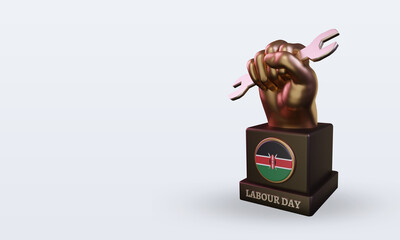 3d labour day Kenya flag rendering right view