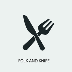 Knife and folk set vector icon illustration sign