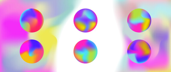 Abstract gradient background vector. Colorful wallpaper in modern style with different circle shapes and dynamical color. Fluid gradient elements perfect for presentation, business, media, banner.