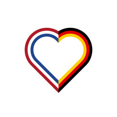 unity concept. heart outline icon with netherlands and germany flags. vector illustration isolated on white background	