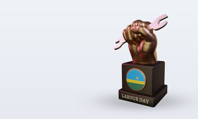 3d labour day Rwanda flag rendering right view