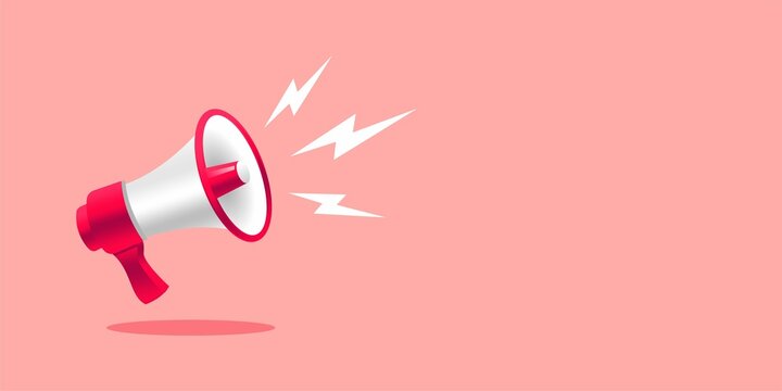 3d realistic style megaphone vector Illustration on blue banner background, concept of join us, job vacancy and announcement in modern flat cartoon style design 