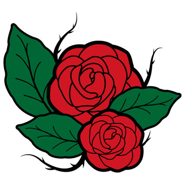 Tattoo style roses. Vector Illustration 