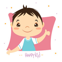 The child is a boy. A happy child. Vector illustration. Framed portrait. Character.