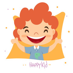 The child is a boy. A happy child. Vector illustration. Framed portrait. Character.