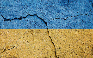 Flag of Ukraine. No war. Peace. Relationship between Ukraine and Russia.