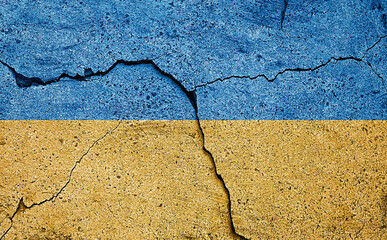 Flag of Ukraine. No war. Peace. Relationship between Ukraine and Russia.