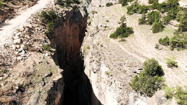 Aerial 4k footage with drone of Artvin Cehennem Deresi canyon. 