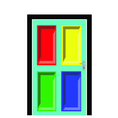 vector icon rainbow cartoon door wooden door room