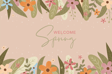 Beautiful hand drawn spring flower background