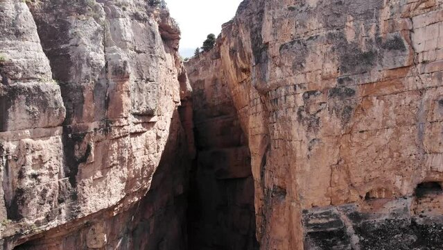 Aerial 4k footage with drone of Artvin Cehennem Deresi canyon. 