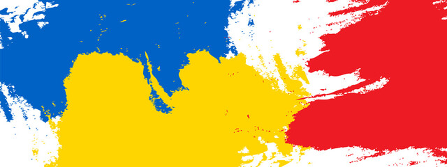 Abstract Ukraine flag colours, Blue and yellow brush elements, stop war Russia conflict, graphic background for protest against war, military conflict, Russian invasion	