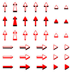 set of arrows in black and red with white background