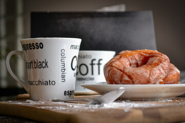 coffee and home made doughnut