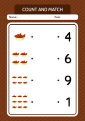 Count and match game with bowl of dates. worksheet for preschool kids, kids activity sheet