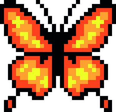 Butterfly pixel art vector illustration. butterfly image.