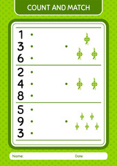 Count and match game with ketupat. worksheet for preschool kids, kids activity sheet