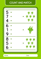 Count and match game with ketupat. worksheet for preschool kids, kids activity sheet