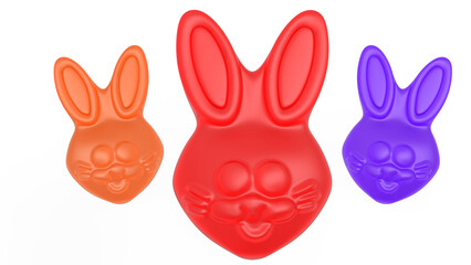rabbit head soft candy. 3D Rendering