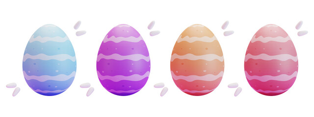 3d cute easter eggs collection. 3d illustration.
