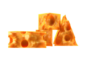 Cheese on a white background.3D illustration