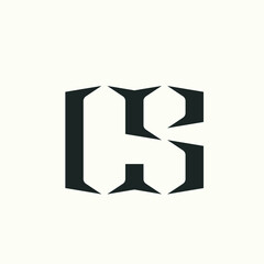 CS monogram logo.Letter c, letter s typographic icon.Lettering sign isolated on light background.Alphabet initials.Modern, design, geometric, web, tech style characters.