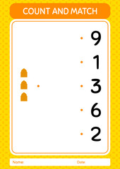 Count and match game with mosque. worksheet for preschool kids, kids activity sheet