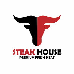 bull head design animal logo vector. bull steak house vector