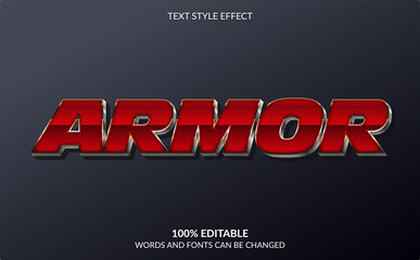 Editable Text Effect, Red Armor Text Style	