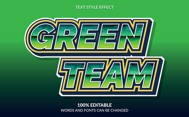 Editable Text Effect, Green Team Text Style	