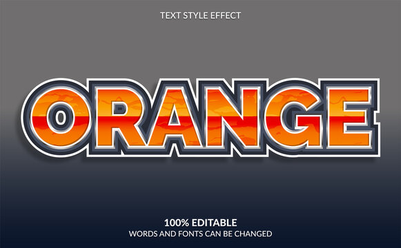 Editable Text Effect, Orange Text Style	