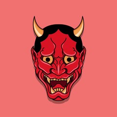 Oni japanese devil mask, Vector illustration eps.10