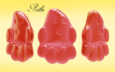 Ghost jelly candy, 3D rendering