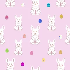 Zelfklevend behang Speelgoed Naadloos patroon van konijntje paasei vectorillustratie