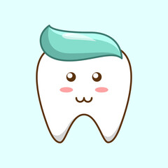 Cute tooth with toothpaste as hair icon vector illustration