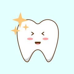 Cute shining tooth icon vector illustration