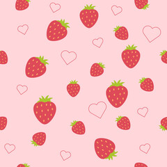 Strawberry cartoon seamless pattern vector