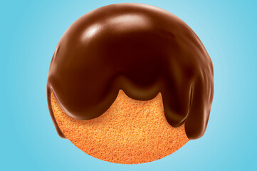 chocolate covered ball cake. 3D illustration