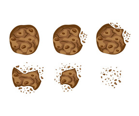 Set with bitten chocolate cookies  vector