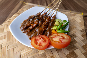 Sate Ayam madura,satays with peanut sauce, famous Indonesian typical cuisine