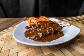 Sate Ayam madura,satays with peanut sauce, famous Indonesian typical cuisine